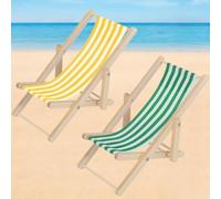 2 Pièce Chaise Longue Miniature 1:12 Mini Chaise de Plage Transat Pliante Mini pour Maison de Poupée Été Décoration, Miniature Jardin, Deco Bord de Mer