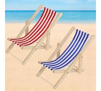 2 Pièce Chaise Longue Miniature 1:12 Mini Chaise de Plage Transat Pliante Mini pour Maison de Poupée Été Décoration, Miniature Jardin, Deco Bord de Mer