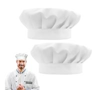 2 Pièce Chapeau de Chef, Toque de Cuisinier Bonnet de Chef Unisexe Toque de Chefes pour Homme et Femme Bonnet de Cuisinier Ajustable Élastique Toques de Chefes pour Adultes Cuisine Maison Restaurant