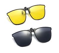 2 pièce Clip Solaire,Clip Lunettes de Soleil Polarisées,Lunettes De Soleil à Clipser,Anti-Eblouissement et Ultra léger,Pour Le Cyclisme, La Randonnée Et d'Autres Activités De Plein Air.
