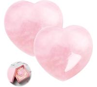2 Pièce Cristal en Forme de Coeur, 45 MM Pierres Précieuses en Forme Quartz Rose Cœurde Cristal de Quartz Rose Pour Guérison Énergétique Pour Saint-Valentin les Anniversaires Fête des Mères Grâce