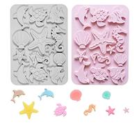 2 Pièce Cuisson Animal Moule à Coquillage, Moules à Fondant en Silicone Animaux, Océan Animaux Silicone, pour Moule à Gâteau, Fabrication de Pudding à la Gelée