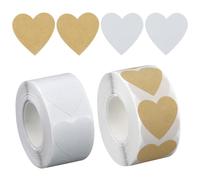2 Pièce D'argent et d'or coeur autocollant rouleau,25 mm Stickers Coeur Auto-adhésif,Étiquettes autocollantes en papier,pour bocaux de Saint-Valentin, mariage