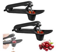 2 PièCe Denoyauteur Cerise Et Prune, Acier Cerises Prunes Fruits DéNoyauteur Manuel Multifonctionnel MéNage, Outil Portable Pour DéNoyauter Les Cerises, Adapté Aux Fruits Et Aux Baies (Noir)