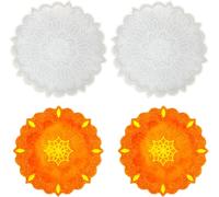 2-Piece Epoxy Resin Mould Coasters, Round Mandala Epoxy Resin Silicone Mould, Diy Casting Molds For Creating Art Coasters And Coffee Coasters (Mandala D)
