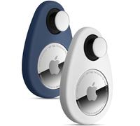 2 Pièce Étuis pour AirTag pour Les Enfants, Housse pour GPS Tracker, Anti - Amovible airtag Case avec épingle de sécurité pour Les Personnes âgées, Collier de Chien, Sac à Dos, Bagages (Bleu, Blanc)