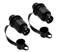2 Pièce Fiche Remorque 3 broches 12V Prise Attelage Tracteur Fiche 3 Plots Conforme à la norme DIN 9680 Prise d'attelage Male pour Véhicules Agricole, Voiture, Tracteur, Caravane, Porte-Vélo, RV