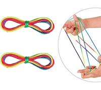 2-Piece Finger Rope, Cats Cradle Rope, Twine Games, Finger Rope Toys Supplies, Rainbow Rope Stimulates Creativity, Finger Rope Skill Game for Children, Length 78 cm