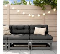 2-Piece Garden Center Sofa Set, Solid Pine Wood Slat Design, Grey Outdoor Sectional Couch for Patio, Terrace, Backyard, Comfortable & Modular Furniture with Sturdy Frame, Max Load 110kg per Seat