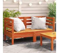 2-Piece Garden Corner Sofa Set in Brown Wax Finish, Solid Pine Wood Outdoor Furniture for Patio Terrace Balcony, Modular Waterproof Design with Comfortable Backrest, Max Load 110kg per Seat