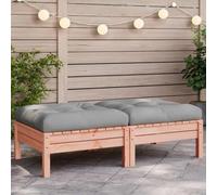 2-Piece Garden Footrest Set with Cushions, Solid Douglas Wood Outdoor Pouf, Water-Resistant Slat Design for Patio, Terrace, 63x63x28.5cm, Max Load 110kg, Modular & Comfortable Seating Solution