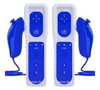 2 Pièce Manette de Wii avec Manette Nunchuck,Contrôleur de Wii Télécommande Controller Pour Wii Remote Motion Plus Intégré avec Contrôleur Nunchuk Étui en Silicone Dragonne pour Wii G