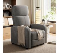 2-Piece Manual Push-Back Recliner Sofa Set - Linen Fabric, High Backrest, Thick Cushions, Side Pockets - Comfortable Accent Chairs for Living Room, Bedroom, Home Theater - Light Gray (F36-15)