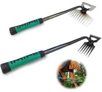 2 Piece Manual Weed Remover,Garden Weed Puller,Weed Rake with Handle,Metal Weeding Tool for Use in Gardens,Lawns,Patios