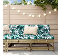 2-Piece Modular Garden Sofa Set with Cushions, Pressure-Treated Pine Wood Central Sectional Outdoor Furniture for Patio, Terrace, Backyard, Waterproof Oxford Fabric, Rustic Design, Max Load 110kg