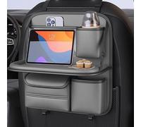 2 Piece Organiseur Siège Arrière pour Jaguar S Type 1999-2001 2002 2003 2004 2005 2006 2007 2008, Sac de Rangement pour Siège de Voiture avec Tablette Pliable, Organiseur Voiture Cuir Multifonction