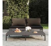 2-Piece Outdoor Patio Sofa Set with Cushions, Half-Round Wicker Rattan Garden Furniture, Waterproof PE Resin & Powder-Coated Steel Frame, Comfortable Lounge Seating for Balcony, Poolside, Dark Gray