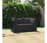 2-Piece Outdoor Wicker Sectional Sofa Set with Thickened Cushions, Black Resin Rattan Patio Furniture for Garden, Poolside, Backyard, All-Weather Handwoven PE Wicker & Powder-Coated Steel Frame