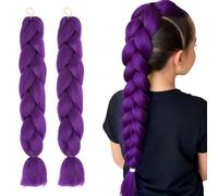 2 Pièce Perruque Violette Enfant, Perruque Femme Costume Pour Cosplay d'Halloween Kpop, Cadeau Pour Femmes Filles