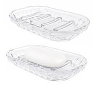 2 Pièce Porte Savon,Boîte à Savon en Plastique Transparent avec Drainage,Support Savon Antidérapant pour Salle de Bain,Douche et Cuisine
