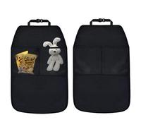 2 Pièce Protection Siege Arrière Voiture Enfant, Impermérable Tissu Oxford Protège de Kick Mat avec 2 Poches, Coussin de Protecteur Anti-Coup de Pied Sièges Auto Avant pour éviter Rayures et Saleté