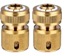 2 Pièce Raccords Tuyau D’Arrosage en Laiton 1/2" avec Fonction D'Arrêt Adaptateur Raccordement Rapide et Sûr pour Gardena Connecteur Laiton 16 mm pour Jardin Robinet et Tuyau Extérieur Sans Outil