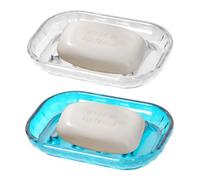 2 Pièce Repose Savon, Porte Savon Antidérapant pour Douche Cuisine Baignoire, Nettoyage Facile, Sec, Empêche Le Savons Mousseux, Bleu Ciel et Transparent