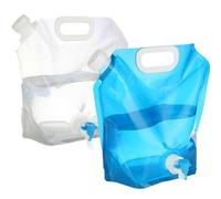 2 pièce Réservoir d'eau Pliable avec Robinet et Couvercle, 5L Bidon d'eau Flexible Sac d'eau Pliable, Bidons Eau Pliables Poche d'eau Portable pour Randonnée Pique-Nique Barbecue Camping en Plein Air