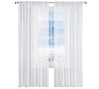 2 Pièce Rideau Voilage 50 x 80 cm Rideaux Salon Semi-Transparent Rideau Voilages Intérieurs Rideaux Voilages Salon pour Porte Fenetre Dressing, Blanc