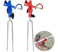 2 Piece Rod Rests, 360° Adjustable Rod Holder For River Fishing, Beach Fishing (Red, Blue)