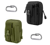 2 Pièce Sac Tactique Ceinture, Multifonctionnelle Molle EDC, Sacoche Ceinture Molle, Sac Banane Tactique EDC, Sacoche Ceinture Militaire, avec Mousqueton, pour Voyage Cyclisme Alpinisme Camping