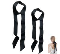 2 Piece Satin Belt for Women, Black Tie Belt Versatile Fashion Accessory women's hair ribbon Imitation Silk Ribbon Long Scarf Dress Hat Accessory Elegant Style and Easy Knotting for dress