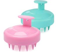 2-Piece Silicone Hair Brush for Shampoo and Massage Scalp,Wet & Dry Head Massager,Deep Cleansing and Exfoliation,Stimulate Hair Growth,Pink & Green