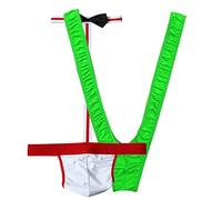2 Pièce String Homme Maillot de Bain Tenue Hommes Vert + Rouge