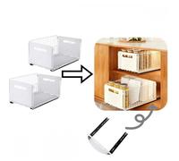 2 Pièce tiroir coulissant cuisine-MENGDA-Paniers de rangement pour cuisine- Extensibles-Pour fruits,condiments,vaisselle-Blanc