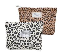 2 Piece Travel Makeup Bag, Leopard Print Makeup Pouch, Women's Multifunctional Toiletry Bag, Zippered Toiletry Bag, for Storing Cosmetics, Jewellery, Skin Care Products