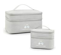 2 Pièce Trousse de Secours Vide, Trousse Pharmacie Voyage Double Étage, Trousse de Secours Complete Grande Capacité, Boite a Medicament Portable pour Maison Voiture Bureau Voyages, Gris
