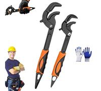 2-Piece Universal Pipe Wrench Set, Self Adjusting Pipe Wrench, 10" & 15" Heavy Duty Grip for Plumbing & Auto Repair, 14-60mm Jaw, Anti-Slip Teeth, for Nuts, Pipes, Fixtures (S+L)