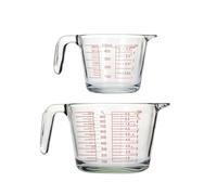 2 Pièce Verre Mesureur, Tasse à Mesurer en Verre, Verre mesureur avec graduation, Tasse Transparente à l'Échelle, Verre Doseur de Lait, pour Café, Vin, Jus, Lait (500ml, 1000ml)