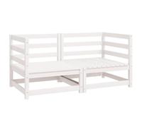 2-Piece White Solid Pine Wood Garden Corner Sofa Set, Outdoor Modular Lounge Furniture for Patio, Balcony or Terrace, Durable & Weather-Resistant, Easy to Assemble & Move, Max Load 110kg per Seat