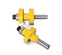 2 pièces 1/2 "12.7MM 12MM 8MM tige fraise sculpture sur bois grande langue et rainure Joint assemblage routeur jeu de mèches 42mm Stock(03)