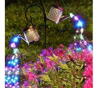 2 pièces/1 pièce Arrosoir solaire éclairage de paysage de jardin extérieur, guirlande lumineuse solaire en forme d'arrosoir de fée, lumières de décoration de jardin en métal nickel poli alimentées par