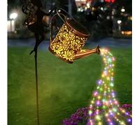 2 pièces/1 pièce Arrosoir solaire éclairage de paysage de jardin extérieur, guirlande lumineuse solaire en forme d'arrosoir de fée, lumières de décoration de jardin en métal nickel poli alimentées par