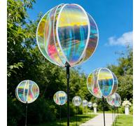 2 pièces/1 pièce Boule de décoration de sol de jardin rotative laser colorée, avec film coloré scintillant en rotation et sphère réfléchissante colorée en rotation. Convient pour la décoration de sol