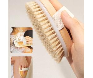 2 pièces/1 pièce Brosse de douche en bois antidérapante avec poils naturels - Brosse de douche ovale douce, convient pour le brossage à sec du corps, le brossage humide, le dos, pour un nettoyage en p