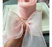 2 pièces/1 pièce de 850 cm de ruban satin avec lisière, ruban de mousseline queue de poisson pour la décoration des fêtes, gâteau d'anniversaire, fleurs en mousseline et dentelle DIY, convient pour l'