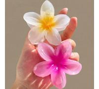 2 pièces/1 pièce Pinces à cheveux en plastique léger de grande taille 7,3 cm/2,87 pouces avec design de fleurs dégradé blanc et rose. Pinces à cheveux élégantes et simples de couleur unie , convenant