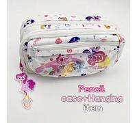 2 pièces/1 set Étui à crayons à 2 couches My Little Pony et porte-clés Pinkie Pie - Sac de rangement en canevas durable et grande capacité pour l'école, les voyages et le maquillage, cadeau parfait po