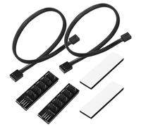 2 Pieces 1 to 5 Fan Splitter Adapter,Fan Hub CPU Cooling 5 Way Braided Fan Power Cable,PWM Fan Cable 4 Pin PWM Fan Hub,Pluggable