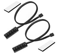 2 Pieces 1 to 5 Fan Splitter Adapter,Fan Hub CPU Cooling 5 Way Braided Fan Power Cable,PWM Fan Cable 4 Pin PWM Fan Hub